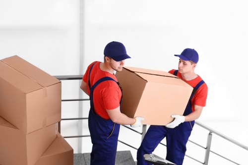 Organized boxes and furniture in Westheath household storage